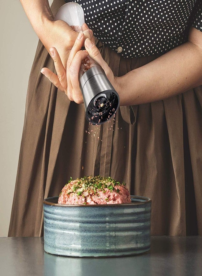 TASKHOUSE مطحنة ملح وفلفل من الفولاذ المقاوم للصدأ من TASKHOUSE مع وعاء توابل قابل للتعديل وإعادة التعبئة (طويل) - Image 5